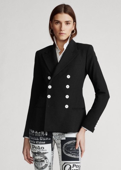 Blazer Polo Ralph Lauren Mujer Negros - Double-Breasted Wool - ZDIYQ8463